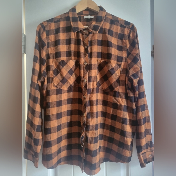 Maurices Brown/Black Plaid Button-Down - Picture 1 of 6